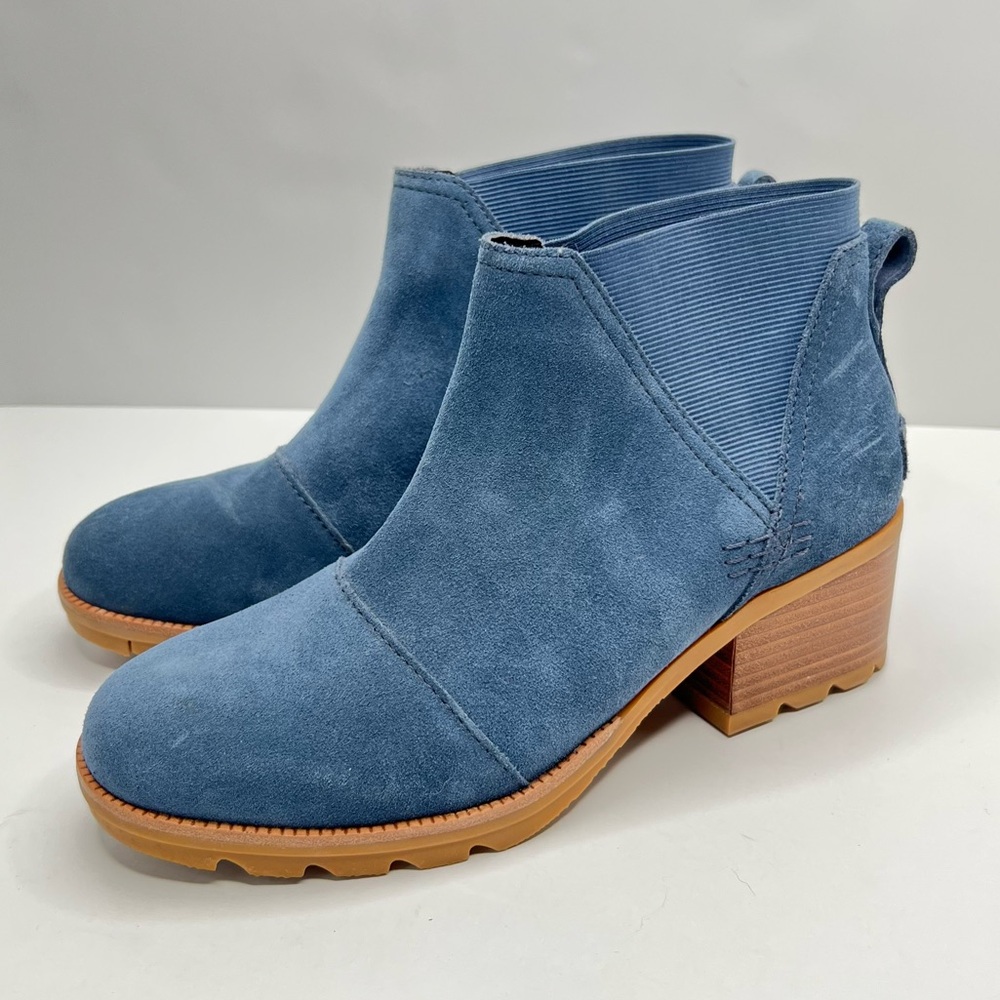 Sorel Cate Chelsea Ankle Boots Bootie Blue Suede Size 8